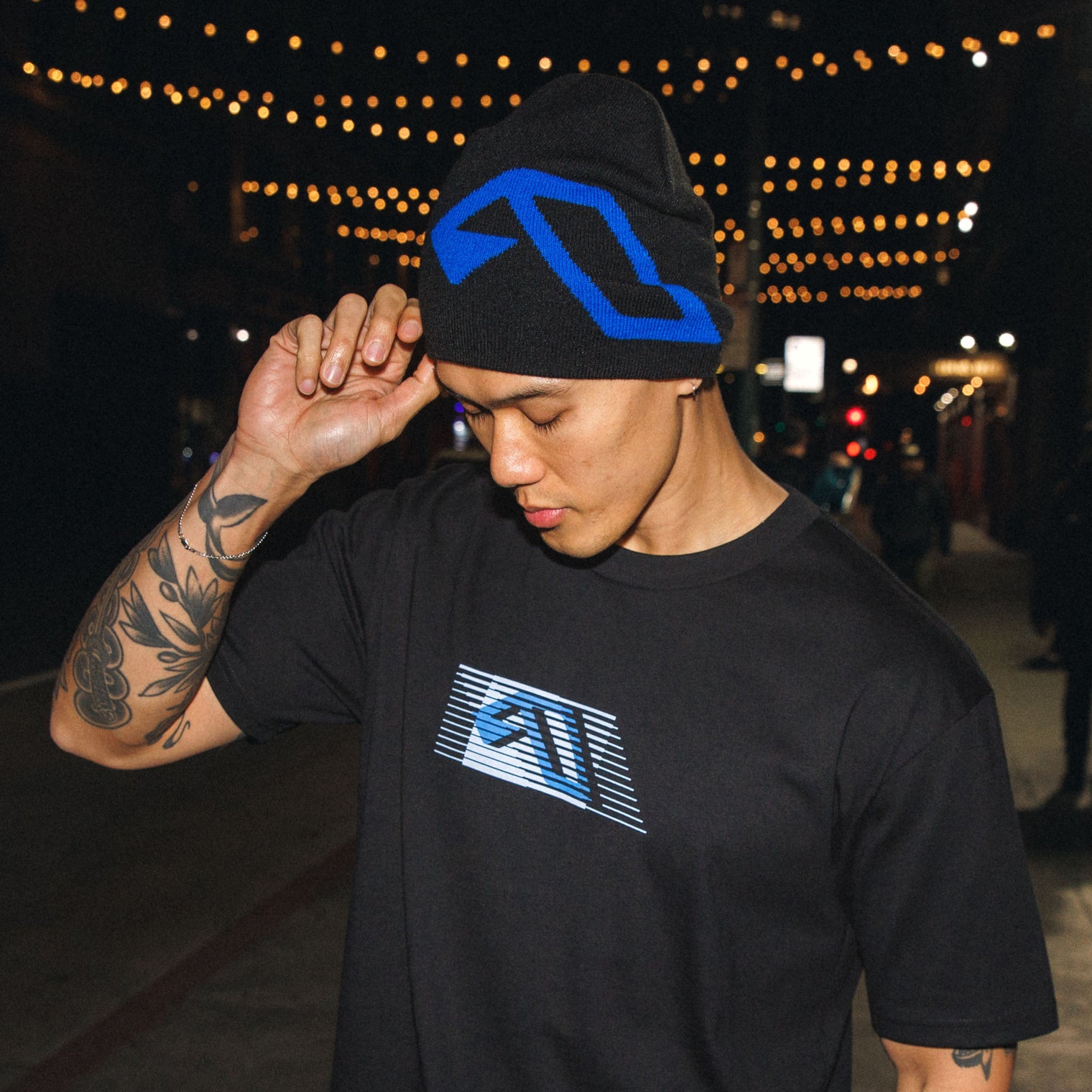 Anjuna Skull Cap Beanie / Black & Blue