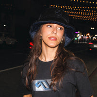 Anjuna Reversible Fluffy Bucket Hat / Black & Blue